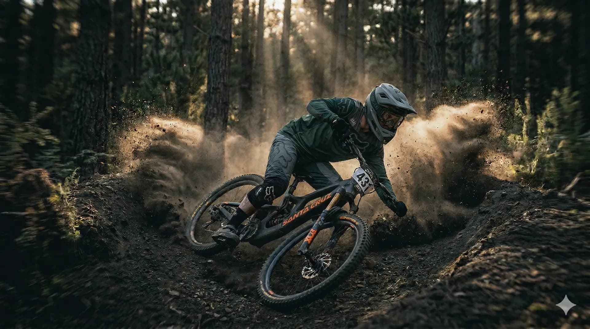 Rider auf einem flowigen Waldtrail