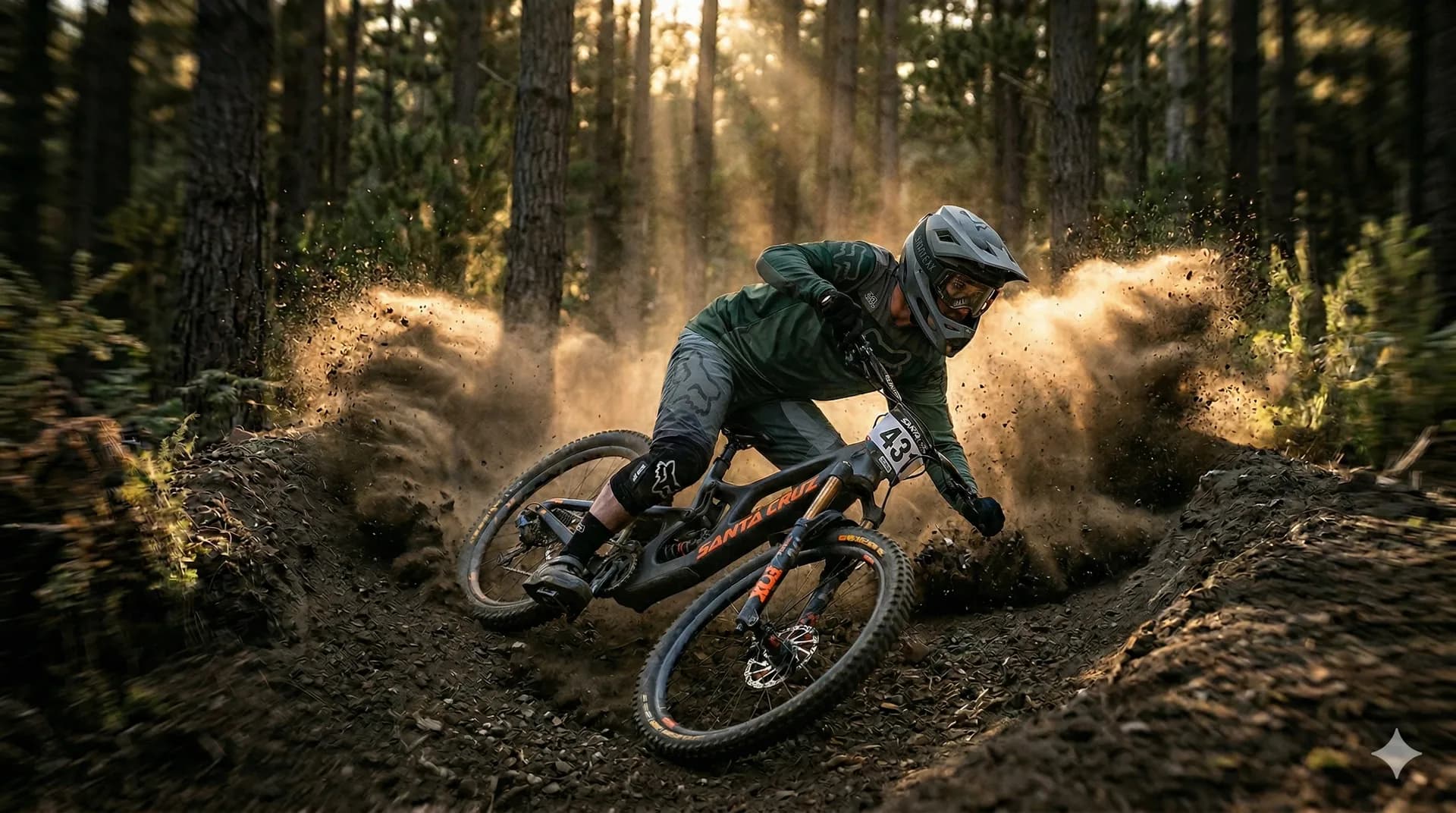Rider auf einem Trail im Wald